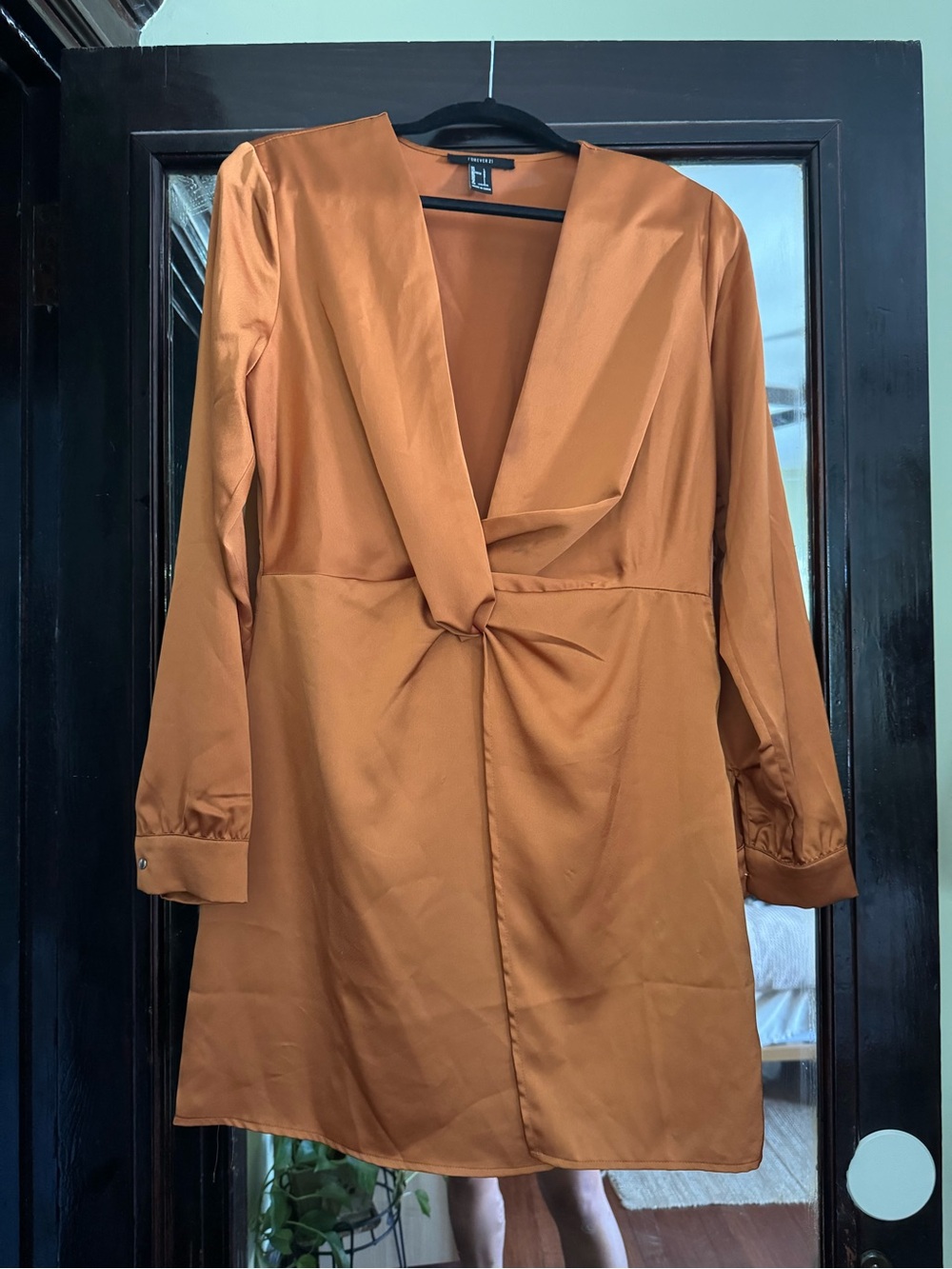 Rust Twist-Front Mini Dress